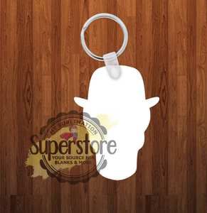 Skull with top hat Keychain - Single sided or double sided - Sublimation Blank