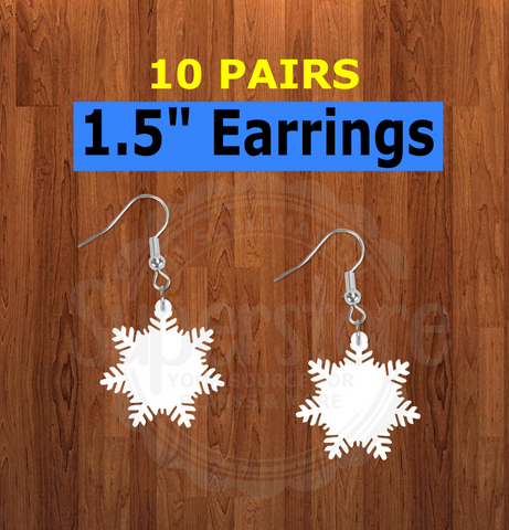 Snowflake earrings size 1.5 inch - BULK PURCHASE 10pair