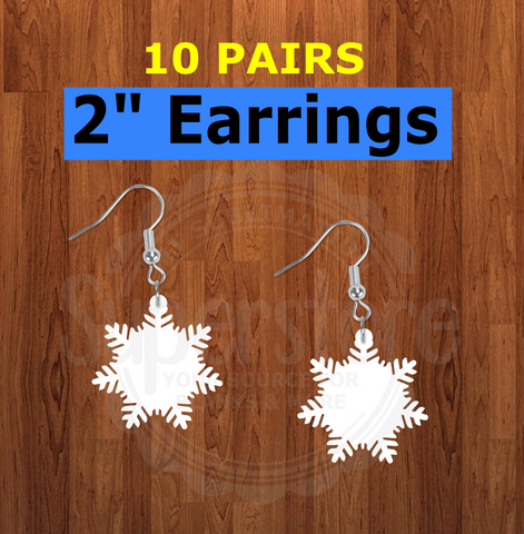 Snowflake earrings size 2 inch - BULK PURCHASE 10pair