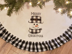 (Instant Print) Digital Download - Black plaid snowman design - made for our sublimation tree skirts