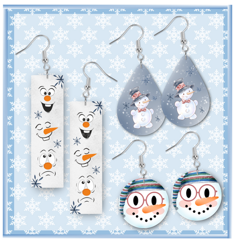 (Instant Print) Digital Download - Snowman 3pc earring bundle - made for our sublimation blanks