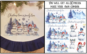 (Instant Print) Digital Download - Snowman family personalized design - made for our sublimation tree skirts
