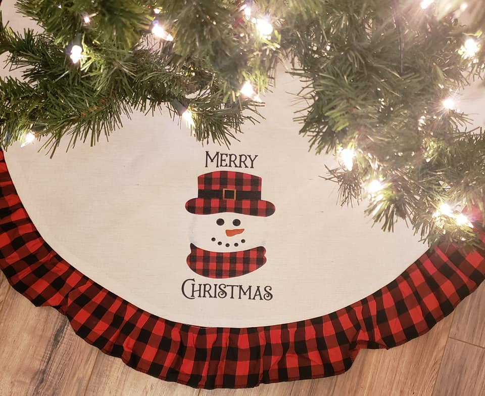 (Instant Print) Digital Download - Red plaid snowman design - made for our sublimation tree skirts