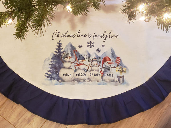 (Instant Print) Digital Download - Snowman family personalized design - made for our sublimation tree skirts