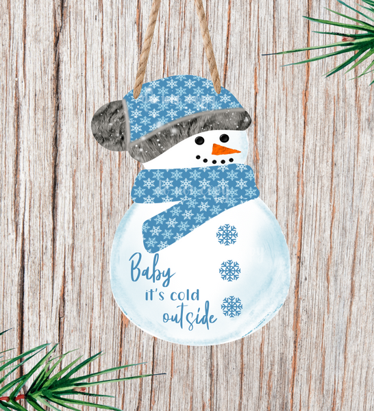 (Instant Print) Digital Download - Baby it's cold outside snowman with beanie