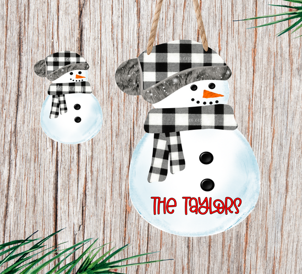 (Instant Print) Digital Download - Black plaid snowman with beanie