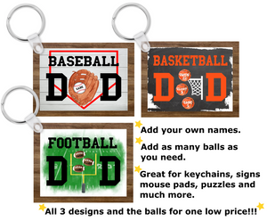 (Instant Print) Digital Download - 3 Dad sports design bundle