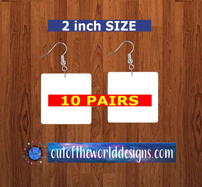 Square earrings size 2inch - BULK PURCHASE 10pair