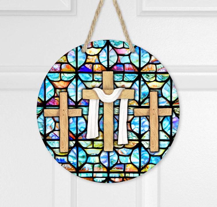 Digital Download - Stain glass with trio cross design - made for our blanks