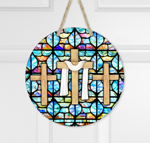 Digital Download - Stain glass with trio cross design - made for our blanks
