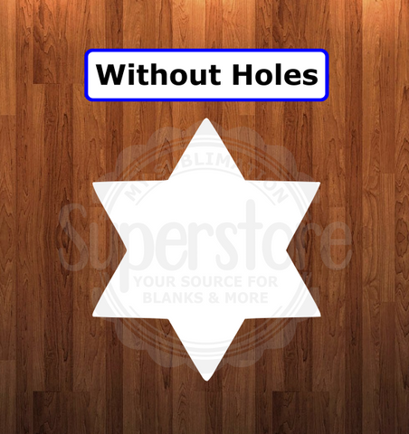 WithOUT holes - Star of David shape - 6 different sizes - Sublimation Blanks