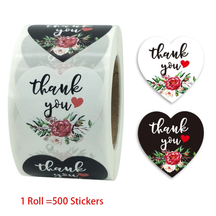 500 piece roll -  Thank you stickers - 1.5 inch in size