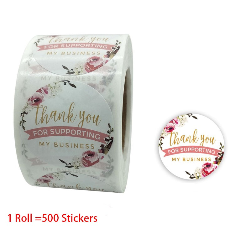 500 piece roll -  Thank you stickers - 1.5 inch in size