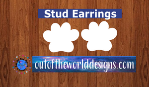 10 or 20 pair bulk buy - Paw print half inch studs for earrings