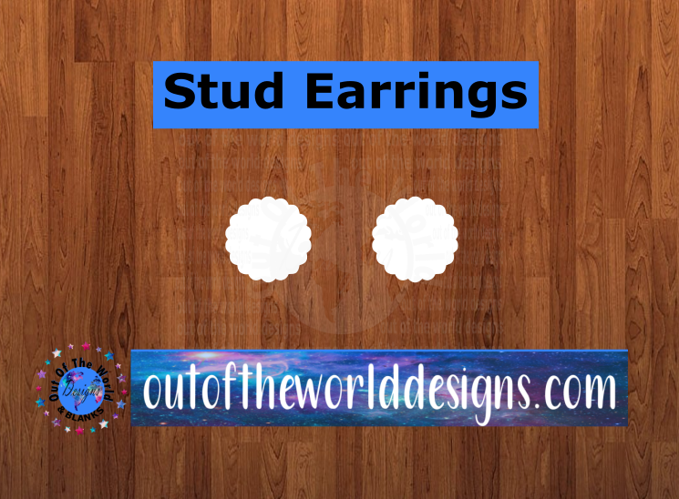 10 or 20 pair bulk buy - Scalloped round half inch studs for earrings