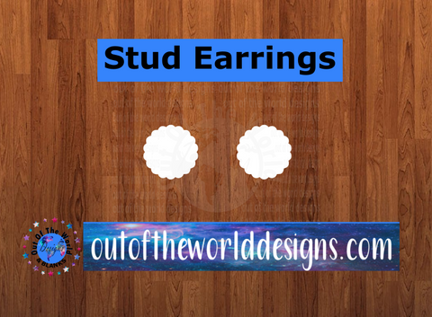 10 or 20 pair bulk buy - Scalloped round half inch studs for earrings