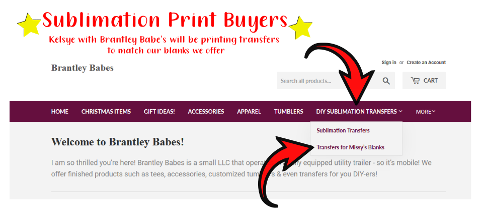 Sublimation Transfers mailed to you from Brantley Babes