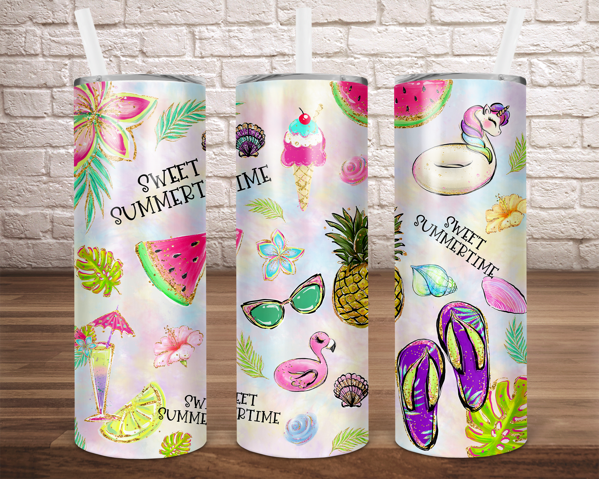 Digital download - 20 oz straight Sweet summertime tumbler design - made for our sub blanks