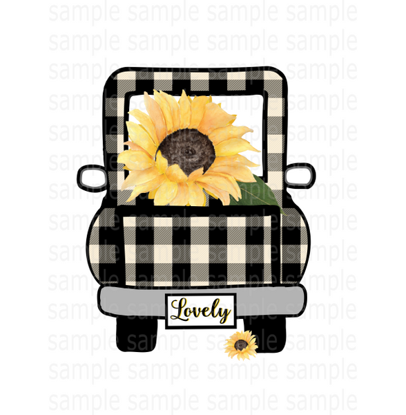 (Instant Print) Digital Download - Sunflower lovely plaid truck