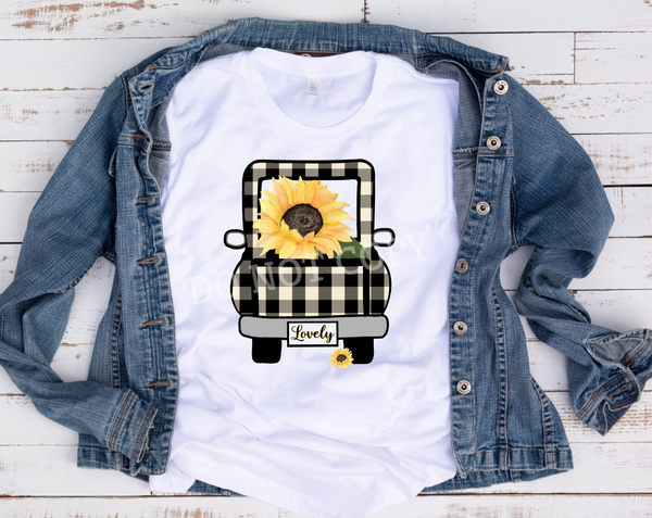 (Instant Print) Digital Download - Sunflower lovely plaid truck