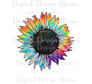 (Instant Print) Digital Download - Tie dye sunflower png clipart