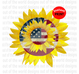 (Instant Print) Digital Download - Sunflower American Flag Design