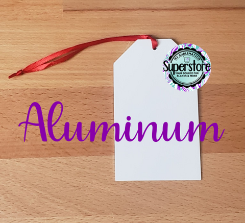 Aluminum tag ornaments with string - Bulk pricing option