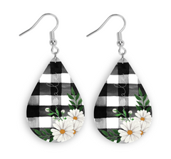 (Instant Print) Digital Download - Black plaid tear drop earring design