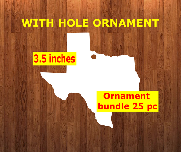 Texas state with top hole - Ornament Bundle price with top hole