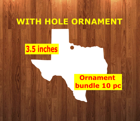 Texas state with top hole - Ornament Bundle price with top hole