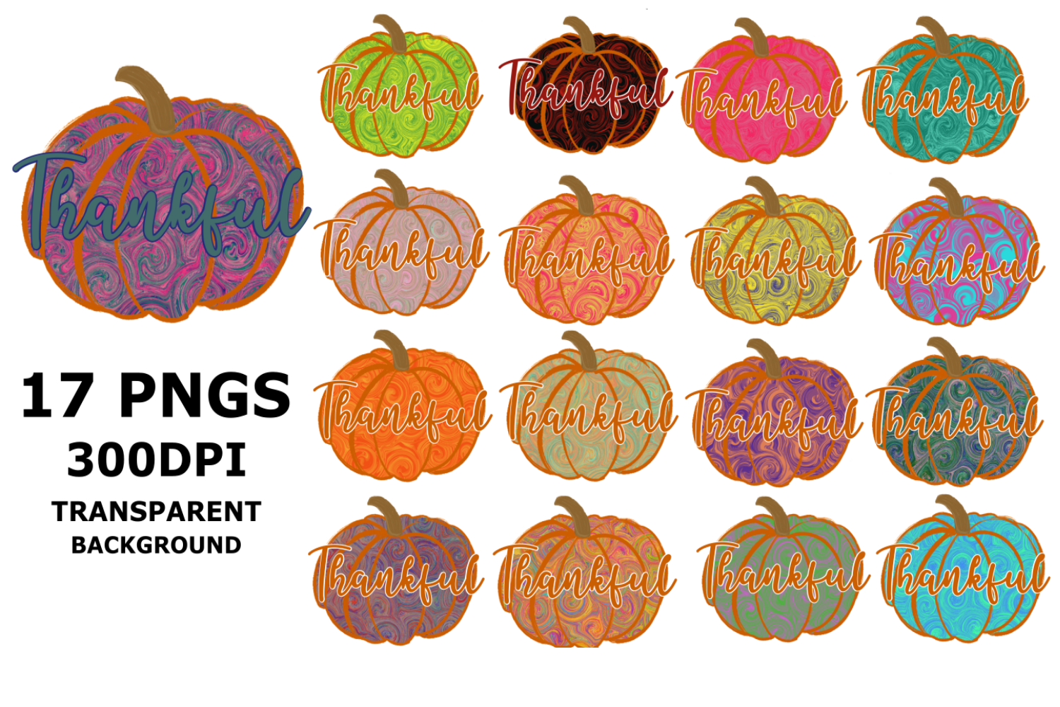 (Instant Print) Digital Download - 17pc Thankful Pumpkin Bundle