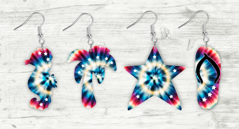 (Instant Print) Digital Download - 4pc tie dye bundle - star - flip flop - seahorse - palm tree