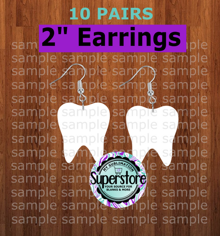 Tooth - earrings size 2 inch - BULK PURCHASE 10pair