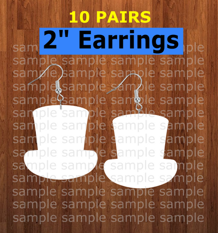 Top hat earrings size 2 inch - BULK PURCHASE 10pair