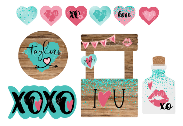(Instant Print) Digital Download - 11pc Valentine Kissing booth tray designs - made for our blanks