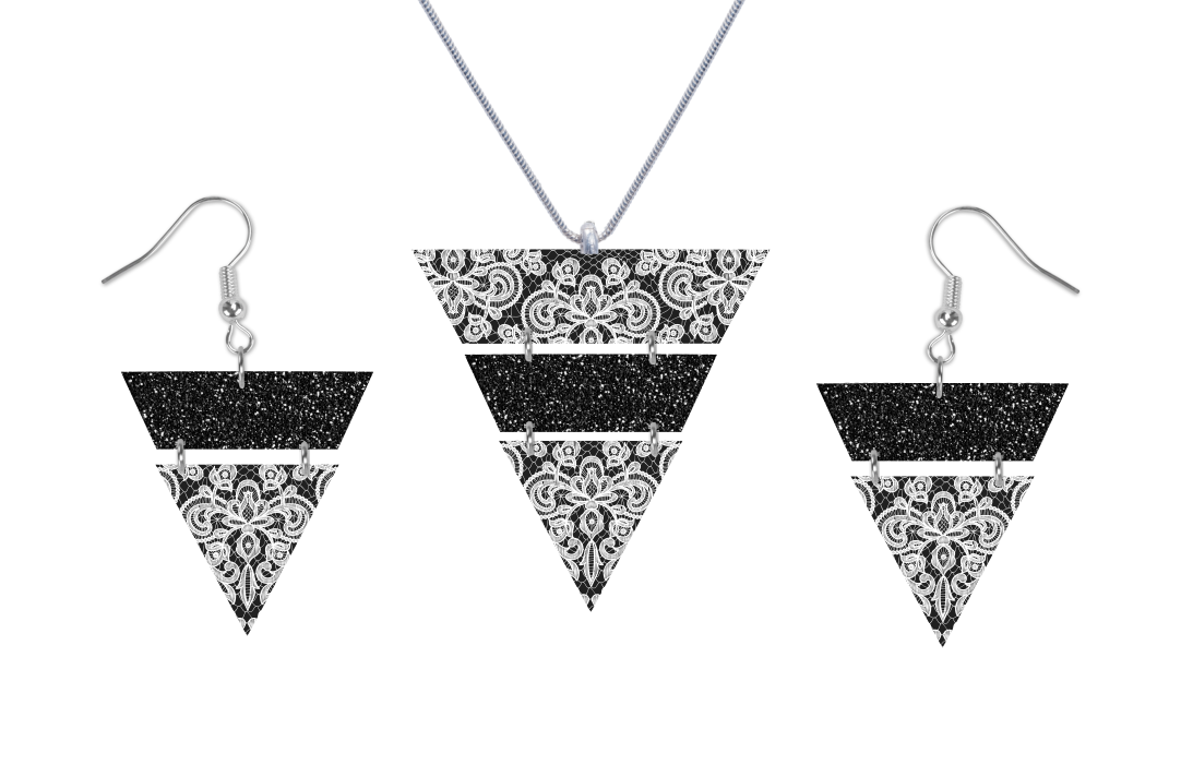 (Instant Print) Digital Download - Triangle  set black lace - Made for out MDF blanks