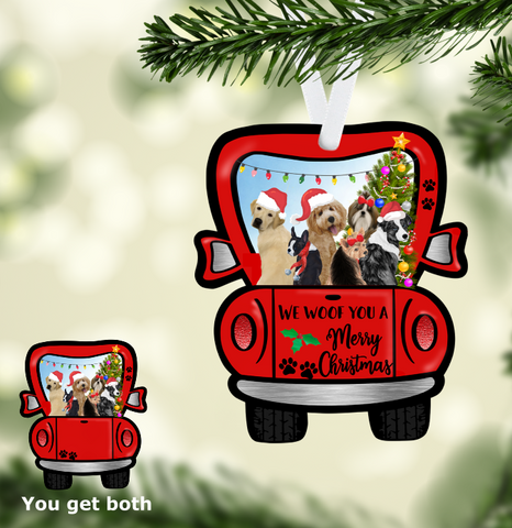 (Instant Print) Digital Download - Dog Christmas Truck 2pc set -  design made for MDF  blanks