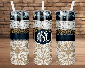 (Instant Print) Digital Download - Add your own monogram - 20oz skinny tapered  tumbler wrap