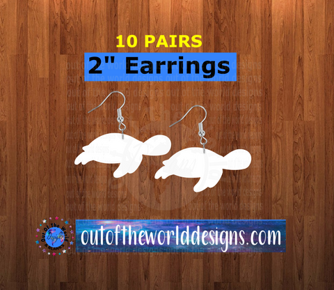 Sea turtle earrings size 2 inch - BULK PURCHASE 10pair