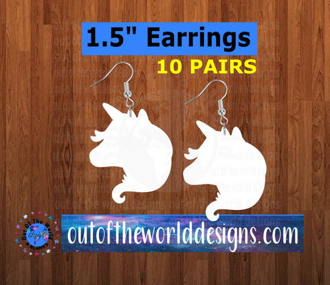 Unicorn head earrings size 1.5 inch - BULK PURCHASE 10pair