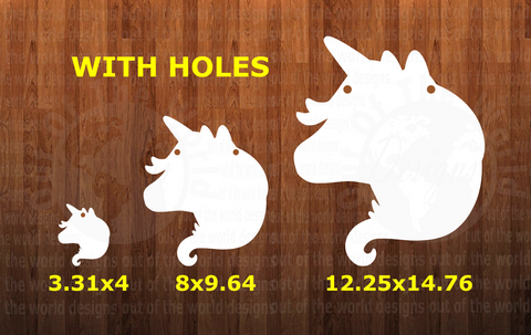 WITH HOLES - Unicorn Head - Wall Hanger - 3 sizes to choose from -  Sublimation Blank  - 1 sided  or 2 sided options