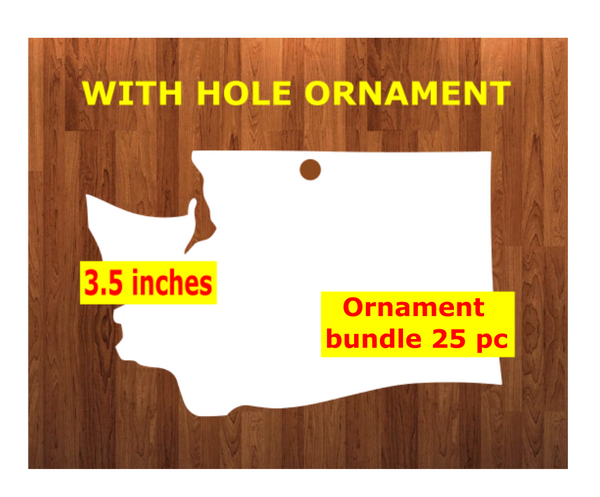 Washington state with top hole - Ornament Bundle price with top hole