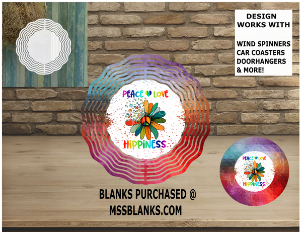 (Instant Print) Digital Download - Peace love hippiness - Great for wind spinners & rounds