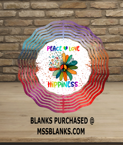 (Instant Print) Digital Download - Peace love hippiness - Great for wind spinners & rounds