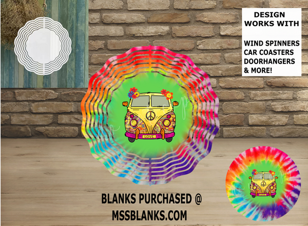 (Instant Print) Digital Download - Love van with tie dye - Great for wind spinners & rounds