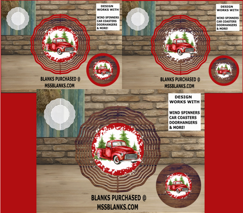 (Instant Print) Digital Download - Red truck wind spinner bundle - 3 designs