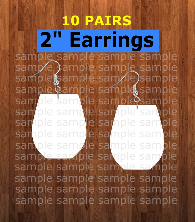 Wine glass earrings size 2 inch - BULK PURCHASE 10pair