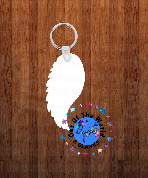 Single angel wing  Keychain - Single sided or double sided  -  Sublimation Blank