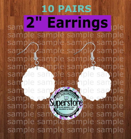 Wood slice earrings size 2 inch - BULK PURCHASE 10pair