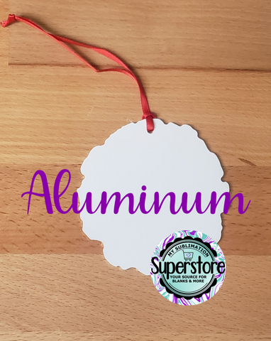 Aluminum wood slice ornaments with string - Bulk pricing option